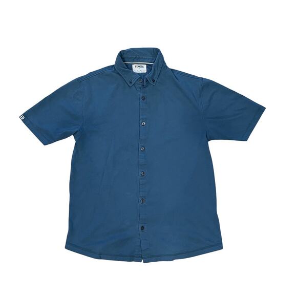LinkSoul Button Up Shirt Men's (M) Tempus Fugit Short Sleeve Blue Organic Cotton - Picture 1 of 9
